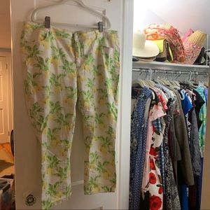 Talbots lemon print crop jeans